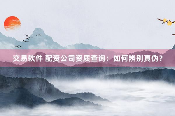 交易软件 配资公司资质查询：如何辨别真伪？