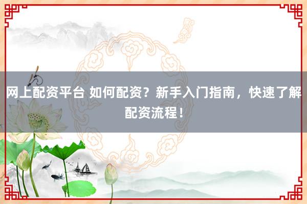 网上配资平台 如何配资？新手入门指南，快速了解配资流程！