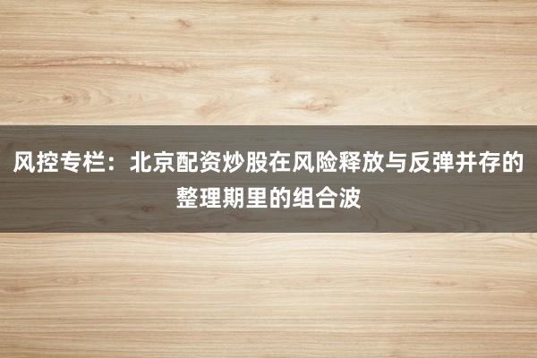 风控专栏：北京配资炒股在风险释放与反弹并存的整理期里的组合波