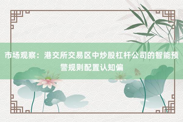 市场观察：港交所交易区中炒股杠杆公司的智能预警规则配置认知偏