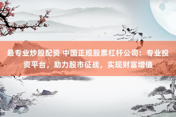 最专业炒股配资 中国正规股票杠杆公司：专业投资平台，助力股市征战，实现财富增值